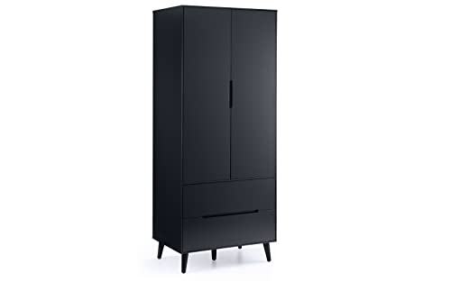 Julian Bowen Alicia Combination Wardrobe, 2 Door, Dark Grey - H178 x W80cm