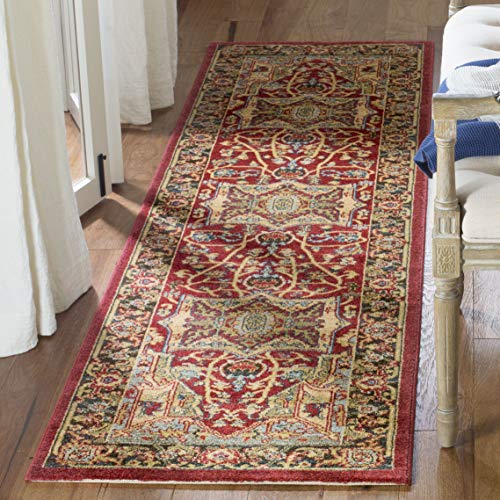 Safavieh Traditional Indoor Woven Runner Area Rug, Mahal Collection, MAH625, in Natural / Navy, 66 X 244 cm for Living Room, Bedroom or Any Indoor Space