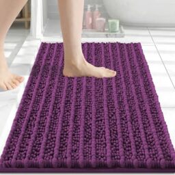 Arotive Luxury Small Bathroom Rugs 24x16, Extra Soft Thick Absorbent Shaggy Chenille Bath Rugs, Machine Wash Dry, Bath Mats for Bathroom Floor, Tub and Shower, Home Decor Accessories, Purple