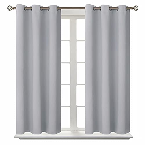 BGment Blackout Curtains for Living Room - Grommet Thermal Insulated Room Darkening Curtains for Bedroom, Set of 2 Panels (38 x 54 Inch, Light Grey)