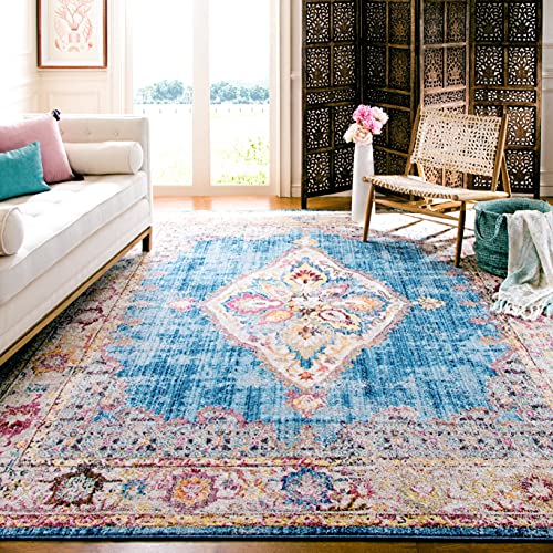 Safavieh Trendy New Transitional Indoor Woven Rectangle Area Rug, Bristol Collection, BTL348, in Blue / Ivory, 183 X 274 cm for Living Room, Bedroom or Any Indoor Space