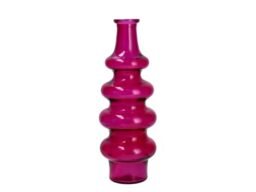 H&H Recycled Glass Vase Moulded Fuchsia 40cm - Tall Decorative Vase for Fresh, Dried Flowers, Ornamental Branches and Elegant Home Decor