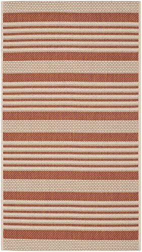 Safavieh Striped Indoor/Outdoor Woven Rectangle Area Rug, Courtyard Collection, CY6062, in Terracotta / Beige, 79 X 152 cm for Garden, Patio or Any Outdoor Space
