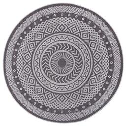 Hanse Home Laos Flat Weave Indoor and Outdoor Rug, Weatherproof, Oriental Boho Design for Balcony, Patio, Garden, Conservatory, Living Room Rug Waterproof, Grey/Light Grey, 160 cm, Round