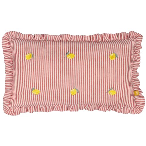 furn. Les Fruites Embroidered Ruffle Polyester Filled Cushion - Lemons - 30x50cm