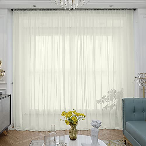 ABCHOME Sheer Curtains Inches Long Window Sheer Curtain 2 Panels Sheer Curtains Size 63 72 95 108 145 Long Inch Bedroom Children Living Room Yard (Beige, 52 W x 72 L - 2 Pcs)