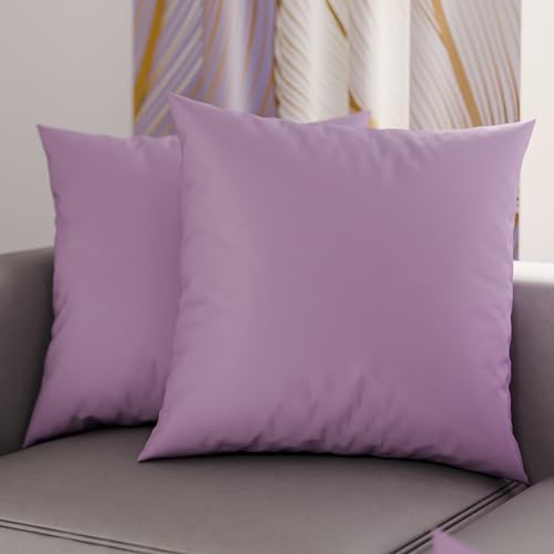 PETTI Artigiani Italiani - Pair of Pillowcases 45x45 cm in Microfiber, Bedroom Cushions, Sofa, Set of 2 Cushion Covers, Plain Lilac Pillowcase, 100% Made in Italy