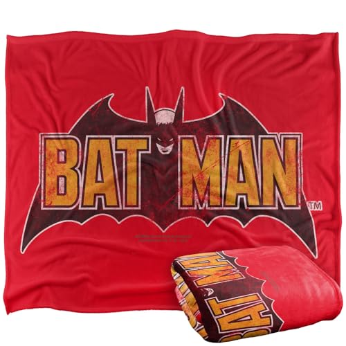 "LOGOVISION The Batman 2022 Vintage Bat Logo On Red Silky Touch Super Soft Throw Blanket 50""x60"""
