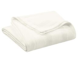 Ivory 100% Cotton Twin Size Blanket - Super Soft Breathable Lightweight Throw - All-Season Knit - Luxury Hotel Style - Easy Care