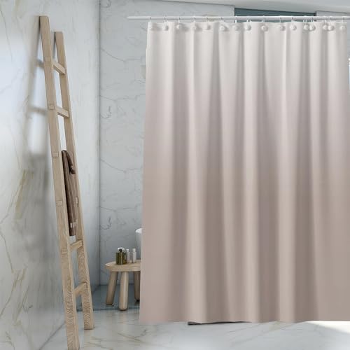 TIKABC Gradient Begie Shower Curtain Liner, 4G PEVA Shower Liner, Non-Toxic Odor Free Plastic Waterproof Shower Curtains, 72x72 inch with Grommet Holes 3 Magnetic Weights