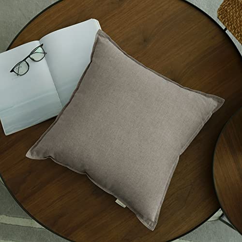 "Jeanerlor 24"" x 24"" Natural Cotton Linen Soft Soild Decorative Square Throw Pillow Covers Green Set Cushion Case for Sofa Bedroom Car 60 x 60cm, Gray"