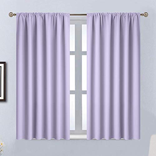 Yakamok Lilac Rod Pocket Blackout Curtains 54 inches Long for Bedroom - Room Darkening Thermal Insulated Window Treatment Drapes for Living Room,52W x 54L Inch,2 Panels