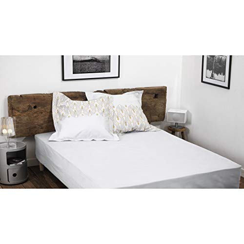 100% Cotton Fitted Sheet – 57 Thread Count – Size 180 x 200 cm – White – 30 cm Deep – Tight Weave – Soft, Breathable, Washable
