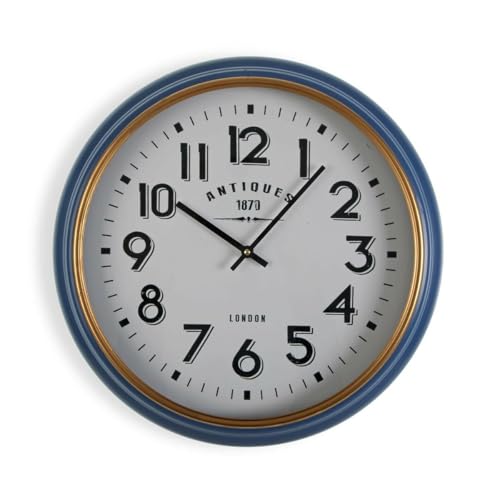 Versa Antiques Blue Gold Wall Clock MDF Wood MDF Wood and Metal 5.8 x 42 cm - Brand EAN: 8420327516763
