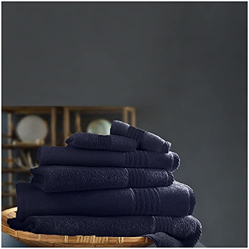 GC GAVENO CAVAILIA 100% Cotton Ultra Soft Hampton Bath Sheets, Pack of 4 Extra Absorbent Luxury Towels, Egyptian, Navy, 80x140 cm