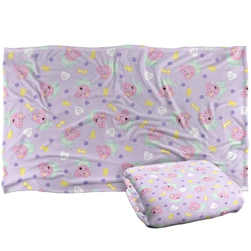 Peppa Pig Evie Pig Ducks And Bows Silky Touch Super Soft Throw Blanket 91 x 147 Cm
