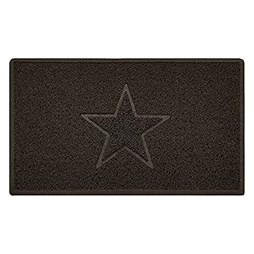 Nicoman Star Shape Embossed Entrance Door Mat Non Slip Dirt Trapper PVC Spaghetti Mat with Rubber Base, Jet Washable Quick Drying Doormat Drainage Outdoor Use Only - (Medium, Brown, 75 x 44cm)