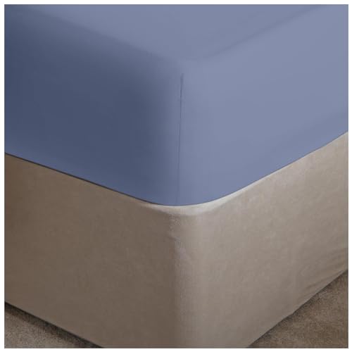 GC GAVENO CAVAILIA Easy Care Percale Extra Deep Fitted, Luxury Soft & Cosy Non Iron Thick Polycotton Bed Sheets, Blue, Double