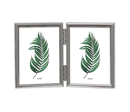 Inov8 Framing Tarnish Resistant Silver Plated Picture Frame - Thin Edge Double Frame Design for Two Photos 2.5x3.5 Inch (6.5 x 9cm)