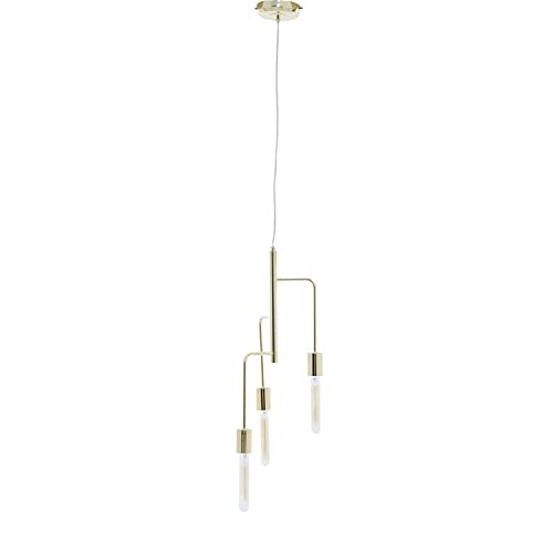 Premier Housewares 3 Bulb Gold Finish Pendant Light Contemporary Style Ceiling Light For Living Room Dining Room Bedroom And Hallway Modern Sleek Design 25 x 175 x 25