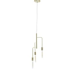 Premier Housewares 3 Bulb Gold Finish Pendant Light Contemporary Style Ceiling Light For Living Room Dining Room Bedroom And Hallway Modern Sleek Design 25 x 175 x 25
