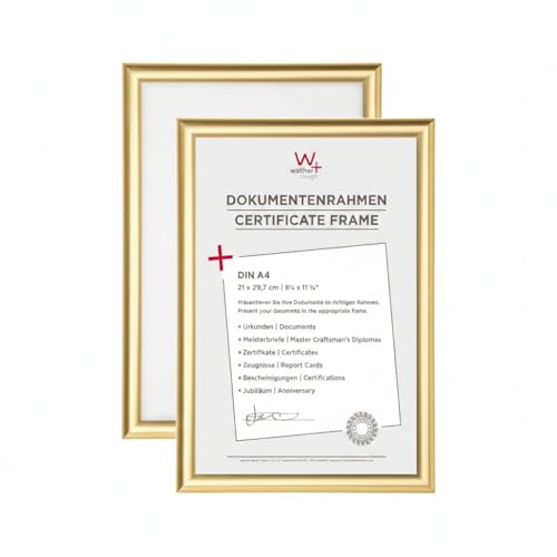 walther design - Trendstyle KP130GD Picture Frames, Gold, 21 x 29.7 cm, Pack of 2 Plastic Frames