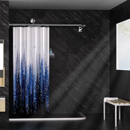 "Sikaiqi L Shaped Shower Curtain Corner Rod Bathroom Bathtub Corner Shower Curtain Rod for Big Size 27.55""x 63"" Silver With 12 Hooks"