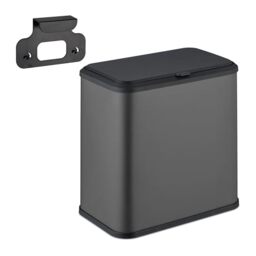 Relaxdays Hanging Rubbish Bin, 5L, Waste Container for Cupboard, Kitchen & Bathroom, Metal & Plastic, Rectangular, Grey