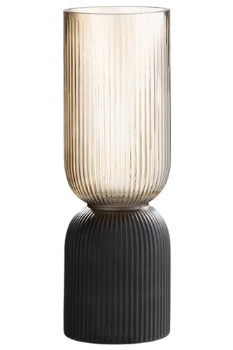 GILDE Decorative Vase Glass Vase Flower Vase Lantern Made of Glass – Decorative Autumn Winter – Colour: Brown Black Height 31.5 cm