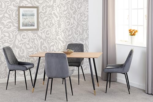 Seconique Hamilton Medium Dining Set with Avery Chairs in Medium Oak/Grey