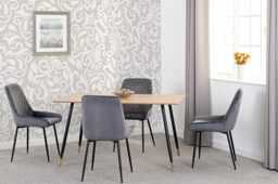 Seconique Hamilton Medium Dining Set with Avery Chairs in Medium Oak/Grey
