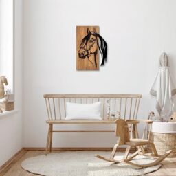 Stylish Decorative Wooden Wall Accessory, Black & Walnut, 40 x 3 x 58 cm, 50% Wood (3 cm) & 50% Metal (1.5 mm), Unique Design for Home Decor