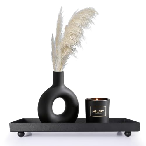 Rectangle Black Matte Metal Tray, Suit for Candle Holder, Vanity Decor Projects, Bathroom Toilet Tank Tray, Perfume or Jewelry Storage, and Coffee Table Centerpiece-Mini