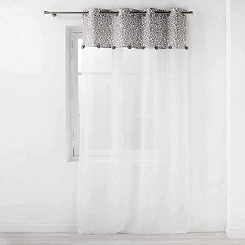 "Douceur d'Intérieur, Top Imp Met et Pompom Eyelet Curtains - Vilanelle - 55"" x 95"""