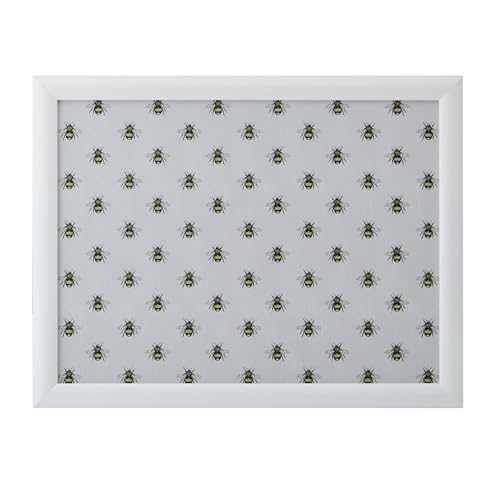 Creative Tops Bee Print Lap Tray with Cushion, Bean Bag Cushioned, Portable Lap Desk, Desk Laptop Tray 44cm x 34cm x 6cm