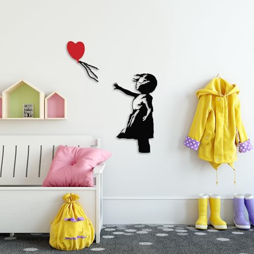 Hanah Home Stylish Decorative Metal Wall Accessory, 105 x 85 cm, 100% Metal (1.5 mm), Black & Red, Easy Wall Mounting, Perfect for Modern Decor