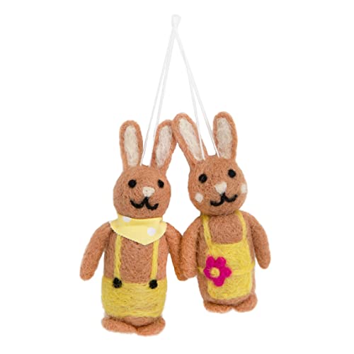 Talking Tables Pack of 2 Felt Easter Bunny Decorations for Easter Tree, Hanging Ornament, Table Setting, Easter Egg Hunt or Gift, Kids, Adults, Yellow, One Size, TSBUNNY-BUNFELTDEC