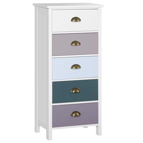 HOMCOM Slim Storage Cabinet Organiser Chest of Drawers Metal Handle Blue