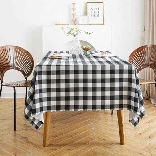MANGATA CASA Black Gingham Thanksgiving Tablecloth - Fall Tablecloth Rectangle - Checkered Poly Waterproof Table Cloths-Autumn Buffalo Plaid Wrinkle Free Table Cover (Black 60x72in)
