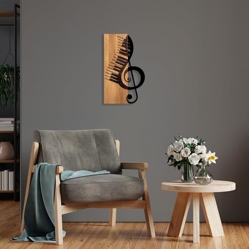 Elegant Decorative Wooden Wall Accessory, 30 x 50 cm, 50% Wood (3 cm Thick) & 50% Metal, Unique Walnut & Black Finish, Perfect for Modern Decor