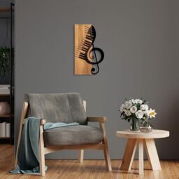 Elegant Decorative Wooden Wall Accessory, 30 x 50 cm, 50% Wood (3 cm Thick) & 50% Metal, Unique Walnut & Black Finish, Perfect for Modern Decor