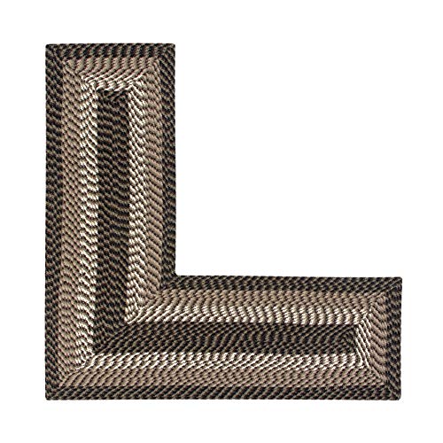 "Better Trends Alpine Braid Collection - Durable, Stain Resistant, Reversible Indoor Utility L-Shape Rug, 100% Polypropylene, Vibrant Chocolate Stripe, 24"" x 68"" x 68"""