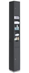 VOUNOT Tall Bathroom Cabinet Freestanding Storage Cabinet with Adjustable Shelf, 1 Drawer and 2 Doors Wooden Cupboard for Bedroom Living Room Kitchen and Hallway, 20x20x180cm Black