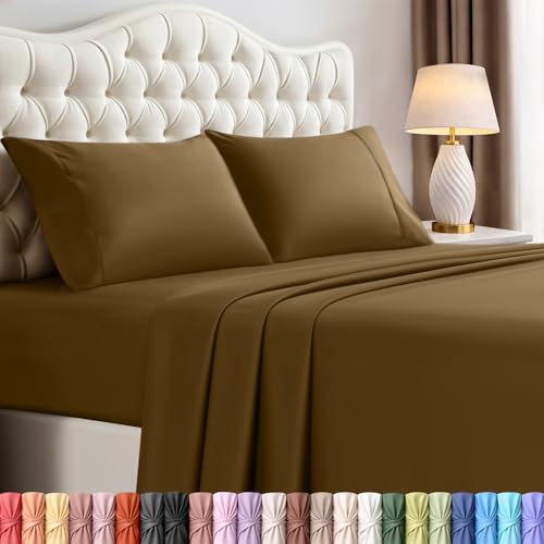 Utopia Bedding King Bed Sheets Set - 4 Piece Bedding - Brushed Microfiber - Shrinkage and Fade Resistant - Easy Care (King, Mocha)