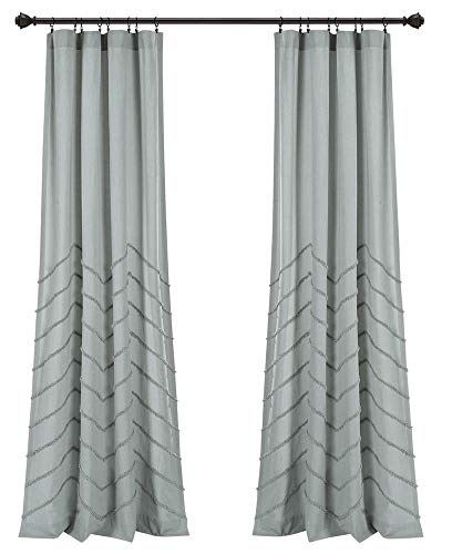 "Lush Decor Pastel-Blue Chenille Chevron Window Curtain Panel Pair (84"" x 40""), 40"" W x 84"" L (Pack of 2)"