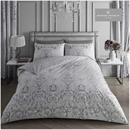 GC GAVENO CAVAILIA Gaveno Cavailia Floral Duvet Cover Quilt Set with Pillow Case, Reversible, Poly Cotton, Antoinette, King Size Bedding, Polycotton, Damask Grey