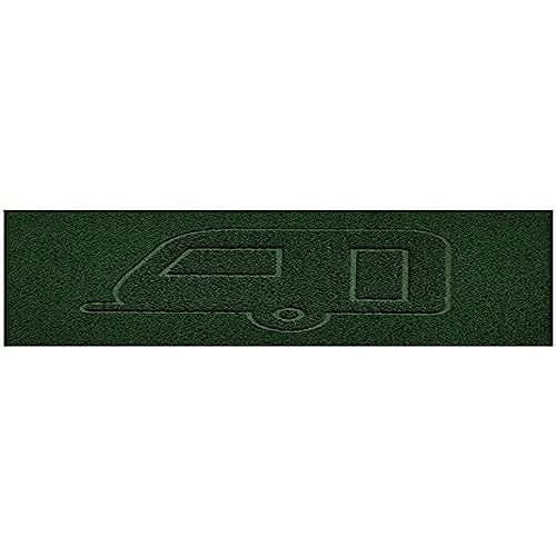 Nicoman Embossed Spaghetti Door Mat Dirt-Trapper Jet-Washable Doormat 70x43cm (Green, CARAVAN Shape) - Use on Carpet ONLY