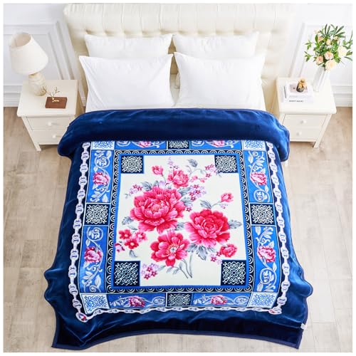GC GAVENO CAVAILIA Premium Weighted Blanket for Adult 4Kg - Floral Blanket Bed Throws 2-Ply - Heavy Reversible Winter Blankets Deep Sleep - Large King Size (200 x 240 Cm) - Sherpa Fleece Throw