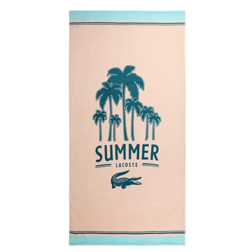 "Lacoste Large 100% Cotton Beach Towel, Ultra Absorbent and Quick Drying, Machine Washable, Palm Beach, 36"" W x 72"" L"