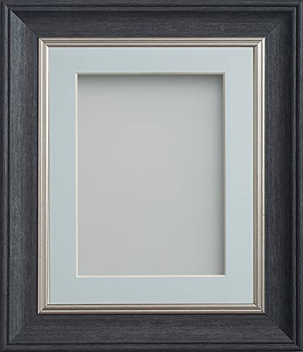 Frame Company Drummond Range Charcoal 16x12 inch Picture Photo Frame with Light Blue Mount for Image 12x8 inch * Choice of Sizes* Fitted with Real Glass